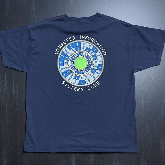 Hanes Vintage CIS Computer Information Systems Navy T-Shirt Men's Size Large - Picture 1 of 8